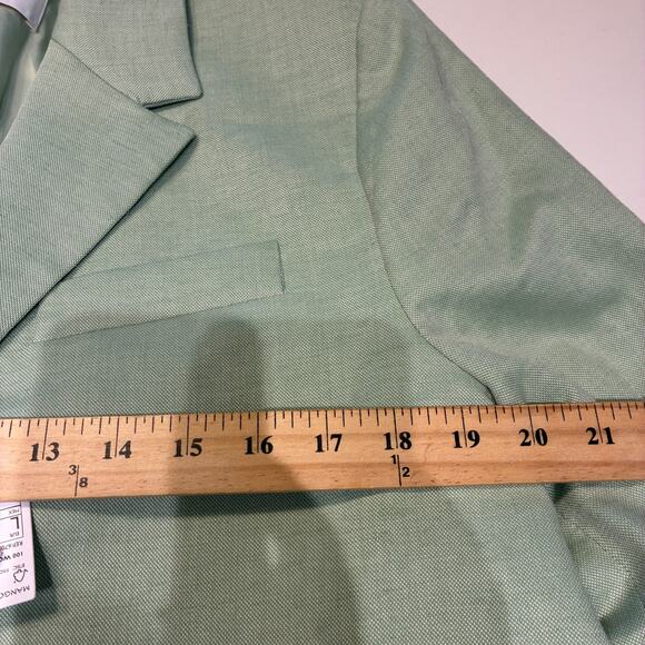 NWT Mango Mint Green Linen Cropped Sevilla Blazer Sz Large - Picture 9 of 13